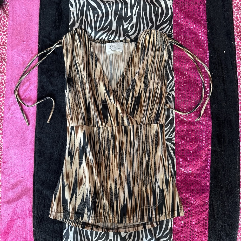 Byer California Brown and Black Patterned Blouse